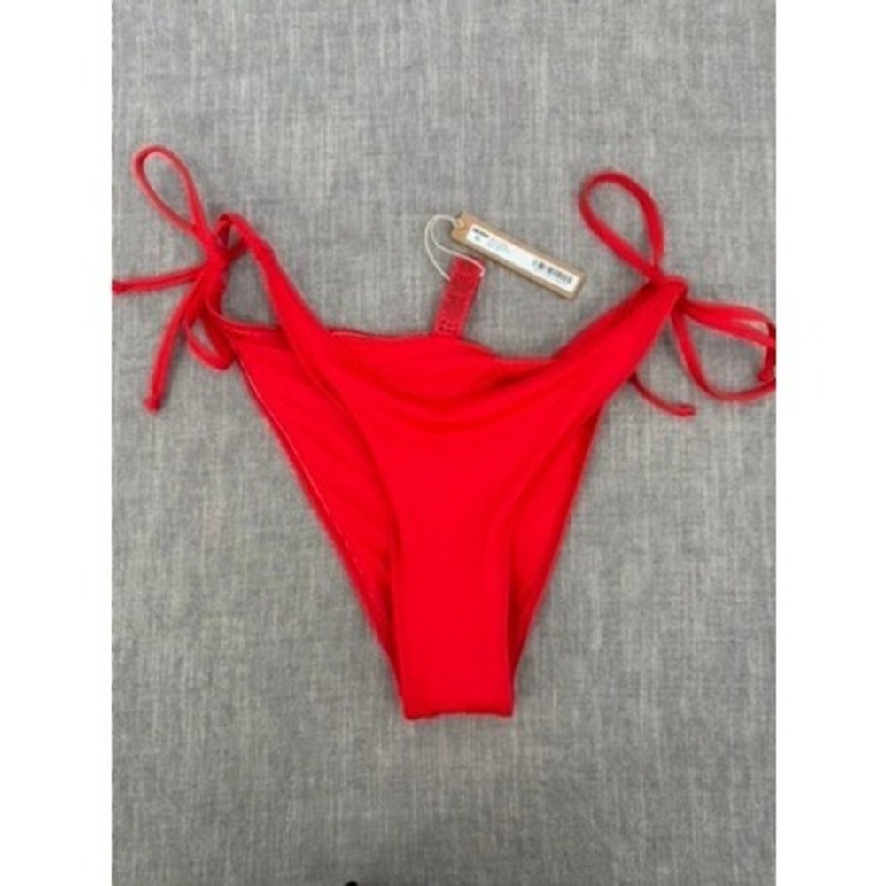 SKIMS Recycled Swim Dippy Tie Bikini Bottom Ruby Red Size M Medium NWT